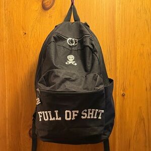 Edgy Black Backpack with Bold Text
